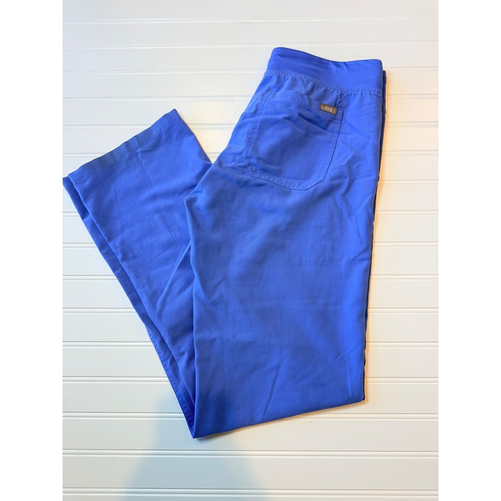 FIGS Blue Straight Leg Scrub Pants Drawstring Waist Rear Pockets